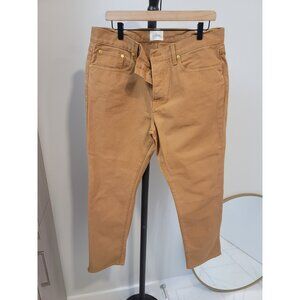 SID MASHBURN  Clift Straight Leg Jean Stone Garment-Dyed Denim 38/34  Brown